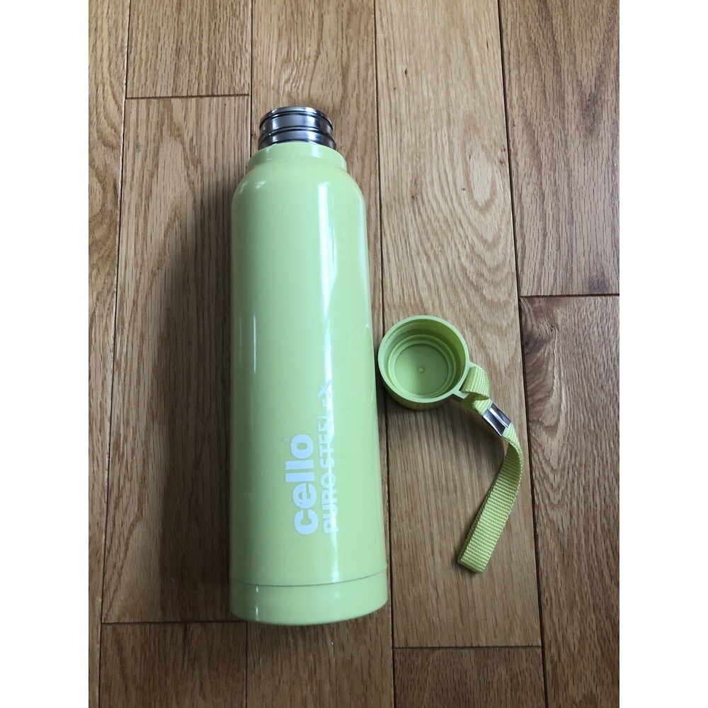 Cello Puro Steel 21 oz. Hydration Screw Top Water‎ Bottle with Handle Yellow